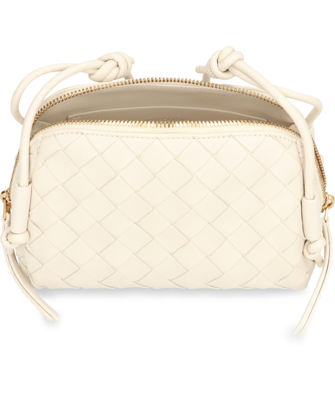 BOTTEGA VENETA Белая кожаная сумка через плечо, фото 4