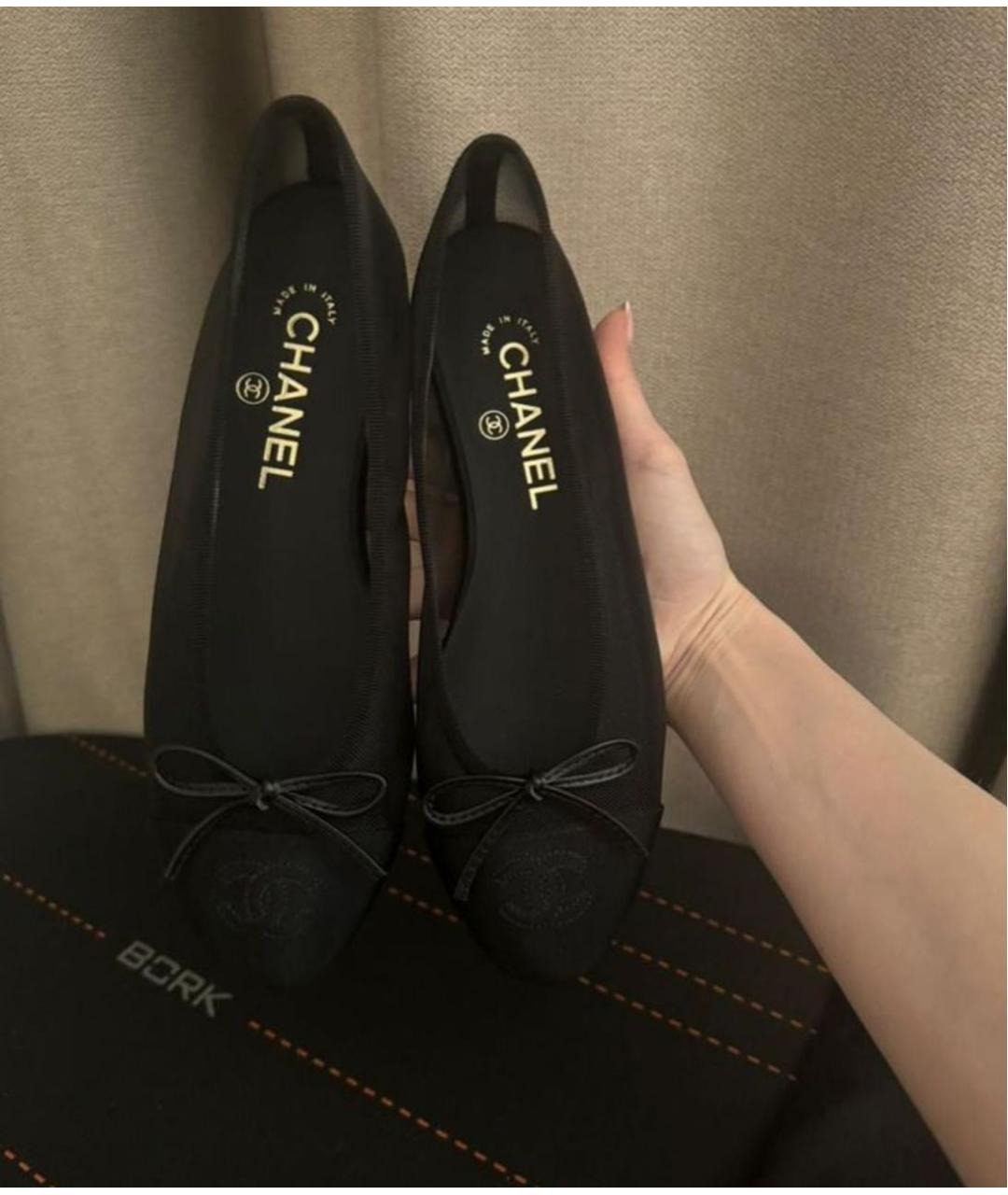 CHANEL Черные текстильные балетки, фото 2