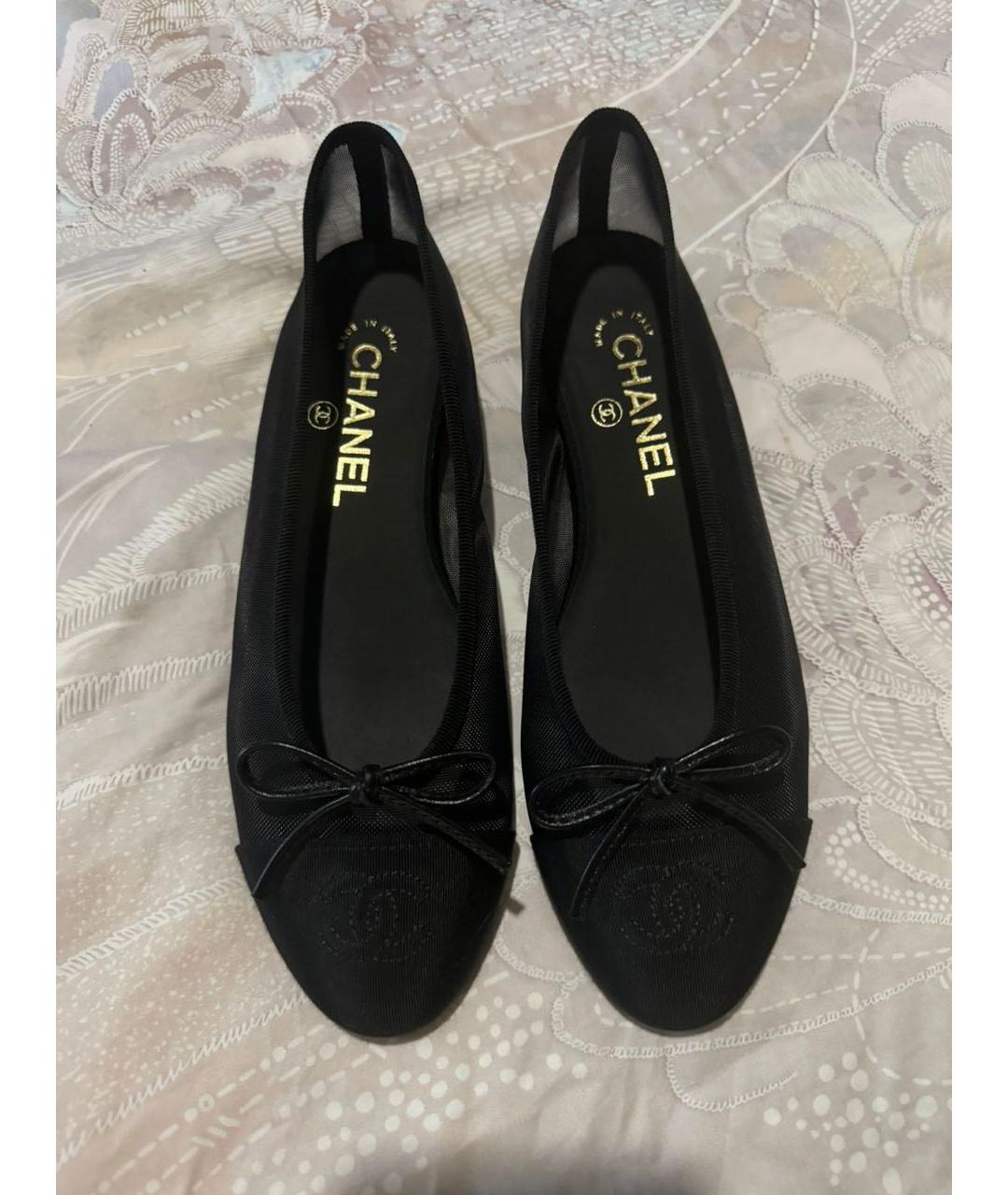 CHANEL Черные текстильные балетки, фото 3