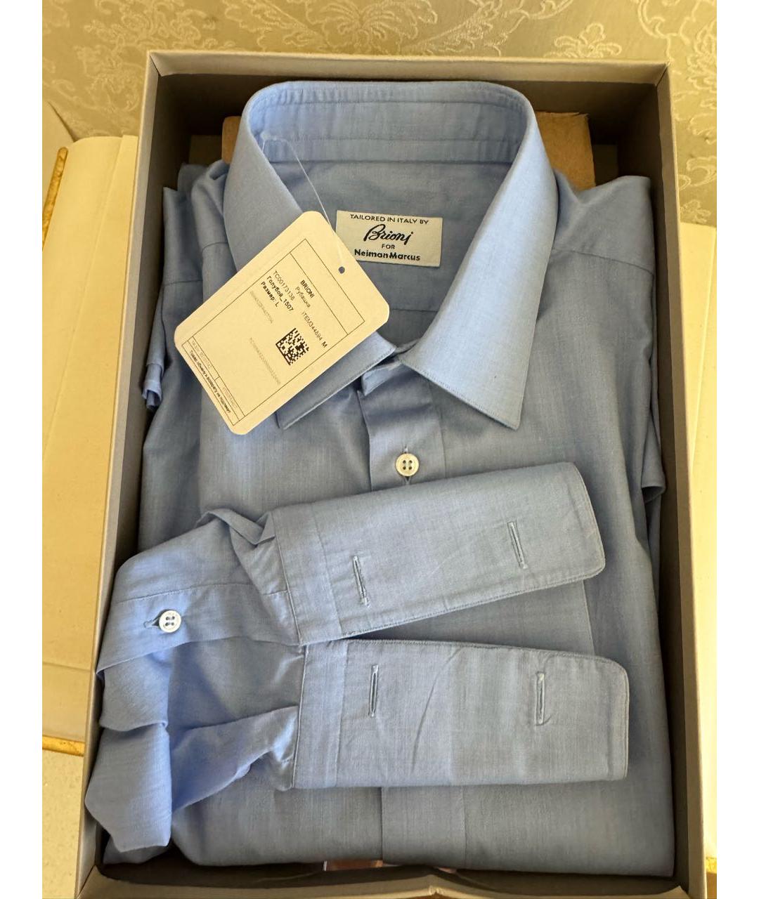 BRIONI Голубая хлопковая классическая рубашка, фото 4