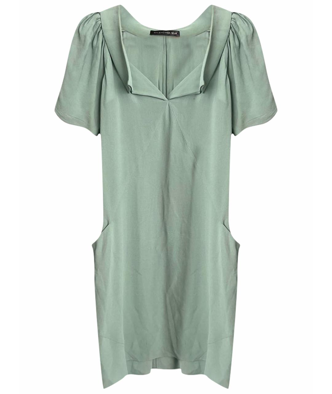 BALENCIAGA Бирюзовое шелковое повседневное платье, фото 1