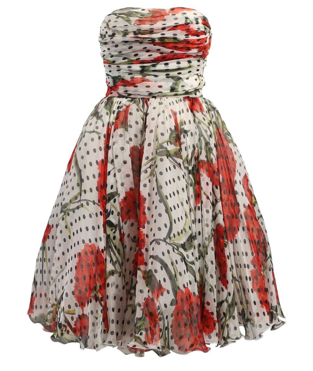 DOLCE&GABBANA Белое шифоновое коктейльное платье, фото 5