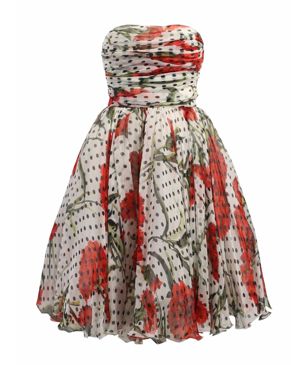 DOLCE&GABBANA Белое шифоновое коктейльное платье, фото 1