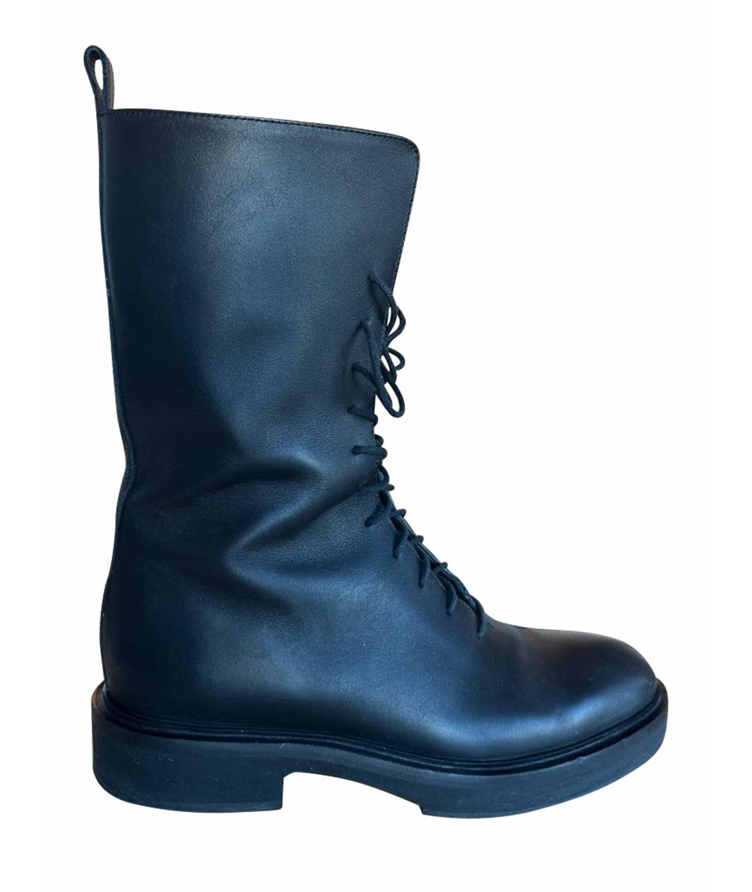 KHAITE Черные кожаные ботинки, фото 1