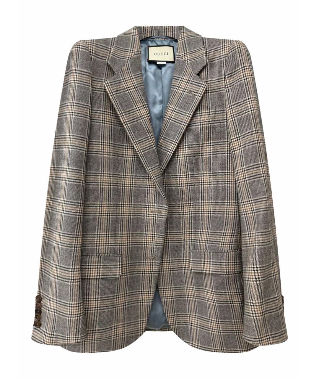 GUCCI Серый шерстяной жакет/пиджак, фото 1