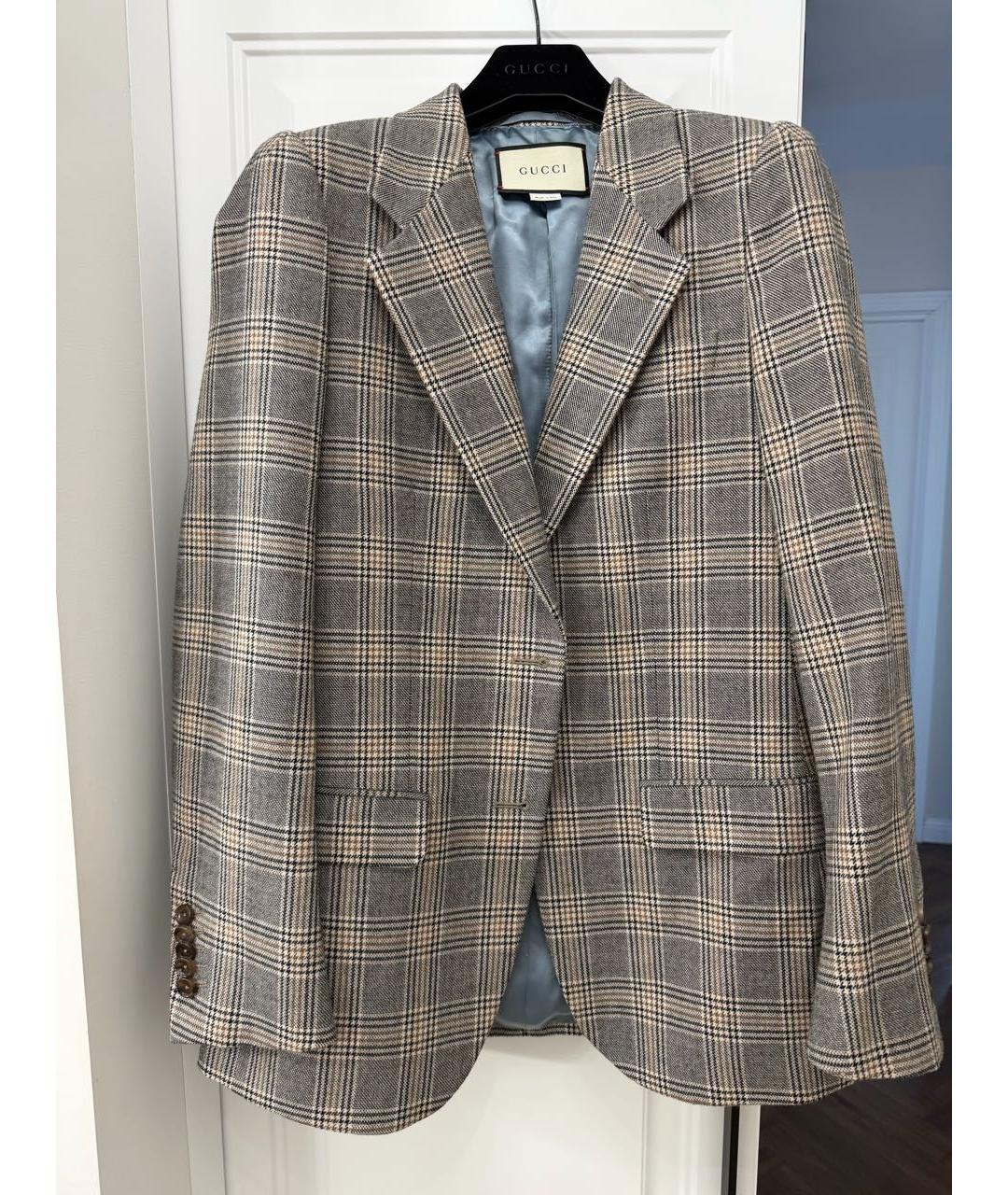 GUCCI Серый шерстяной жакет/пиджак, фото 5