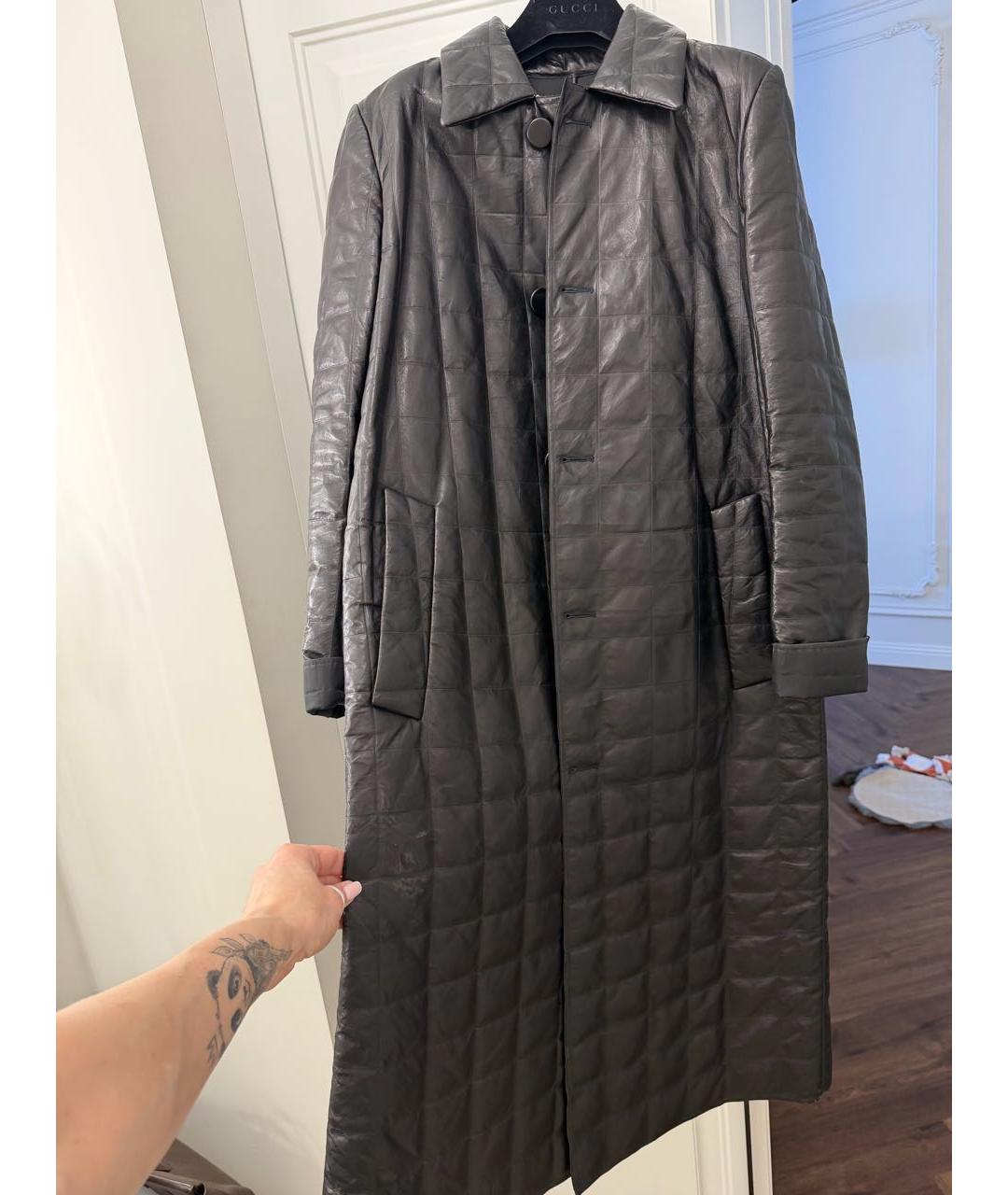 BOTTEGA VENETA Черное кожаное пальто, фото 4