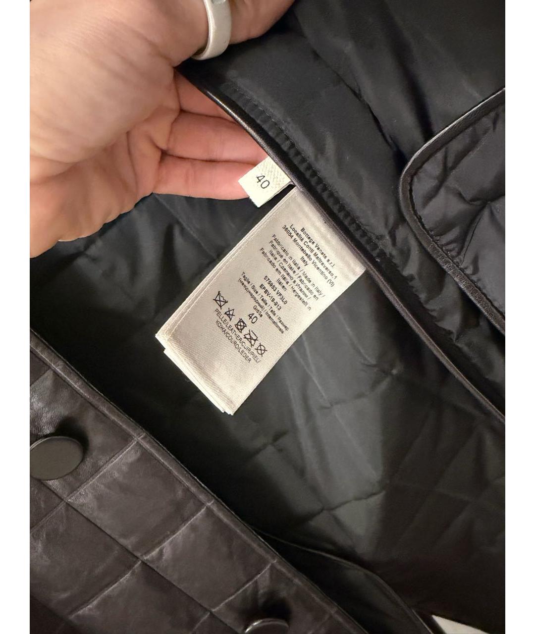 BOTTEGA VENETA Черное кожаное пальто, фото 2