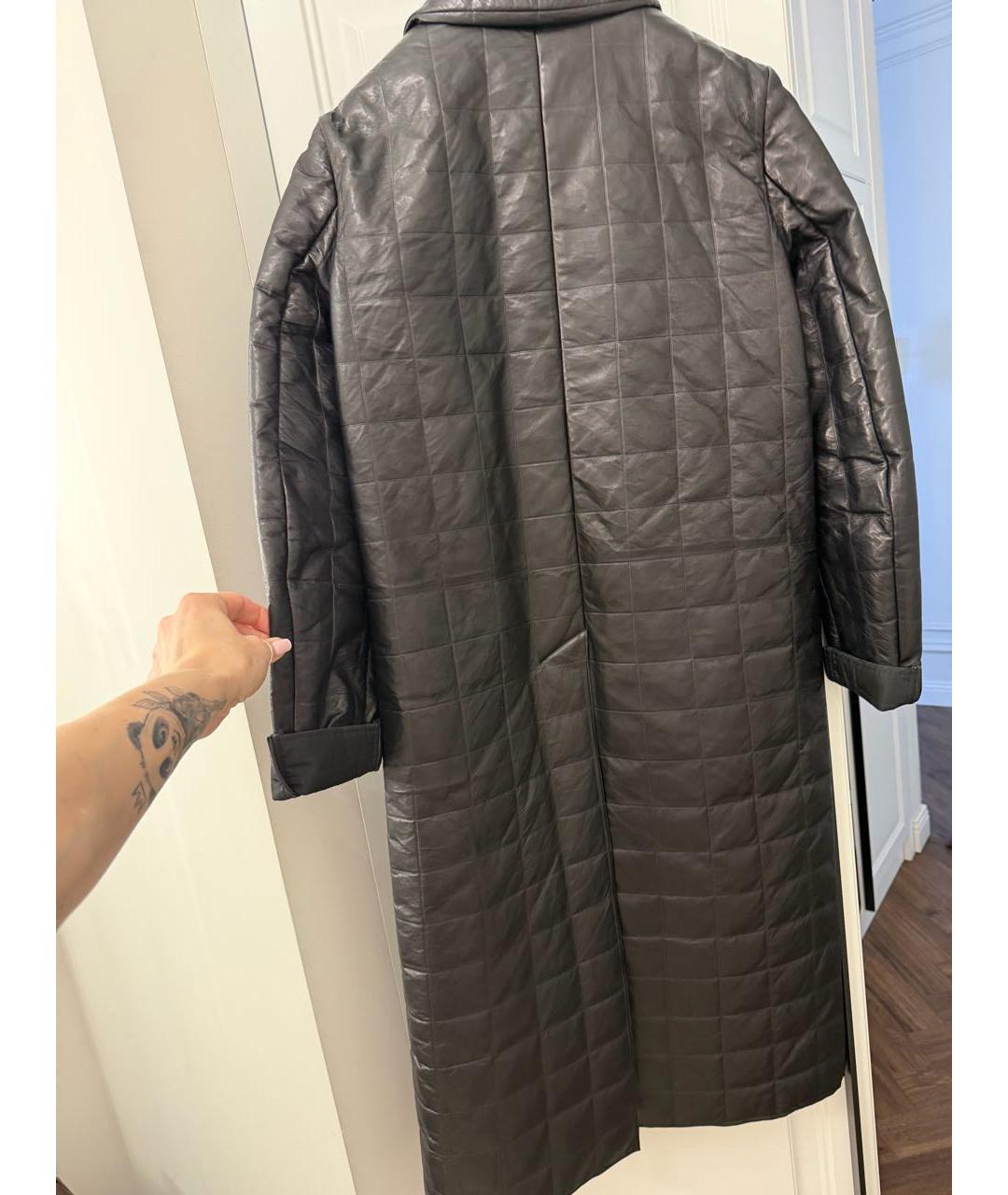 BOTTEGA VENETA Черное кожаное пальто, фото 3