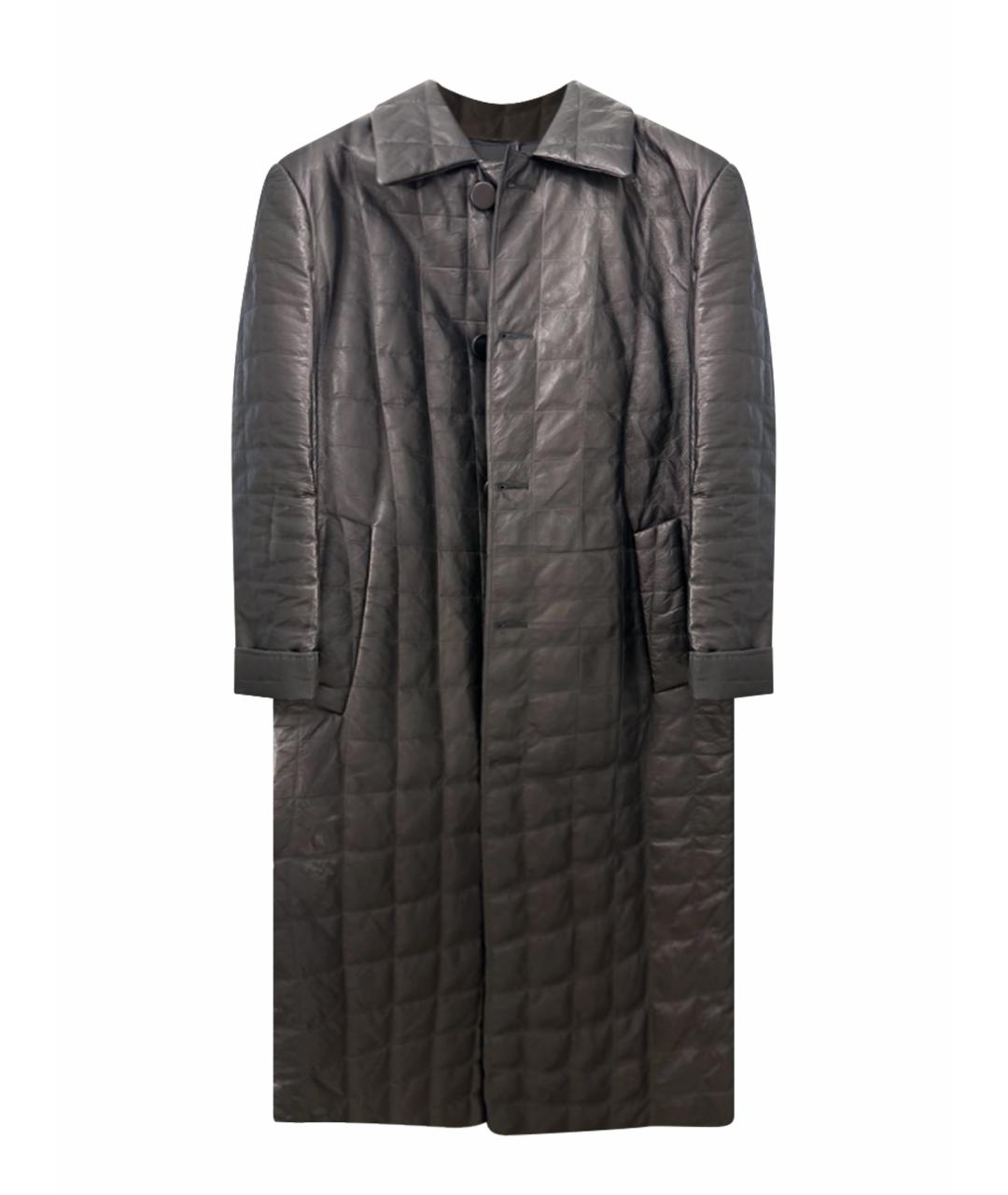 BOTTEGA VENETA Черное кожаное пальто, фото 1