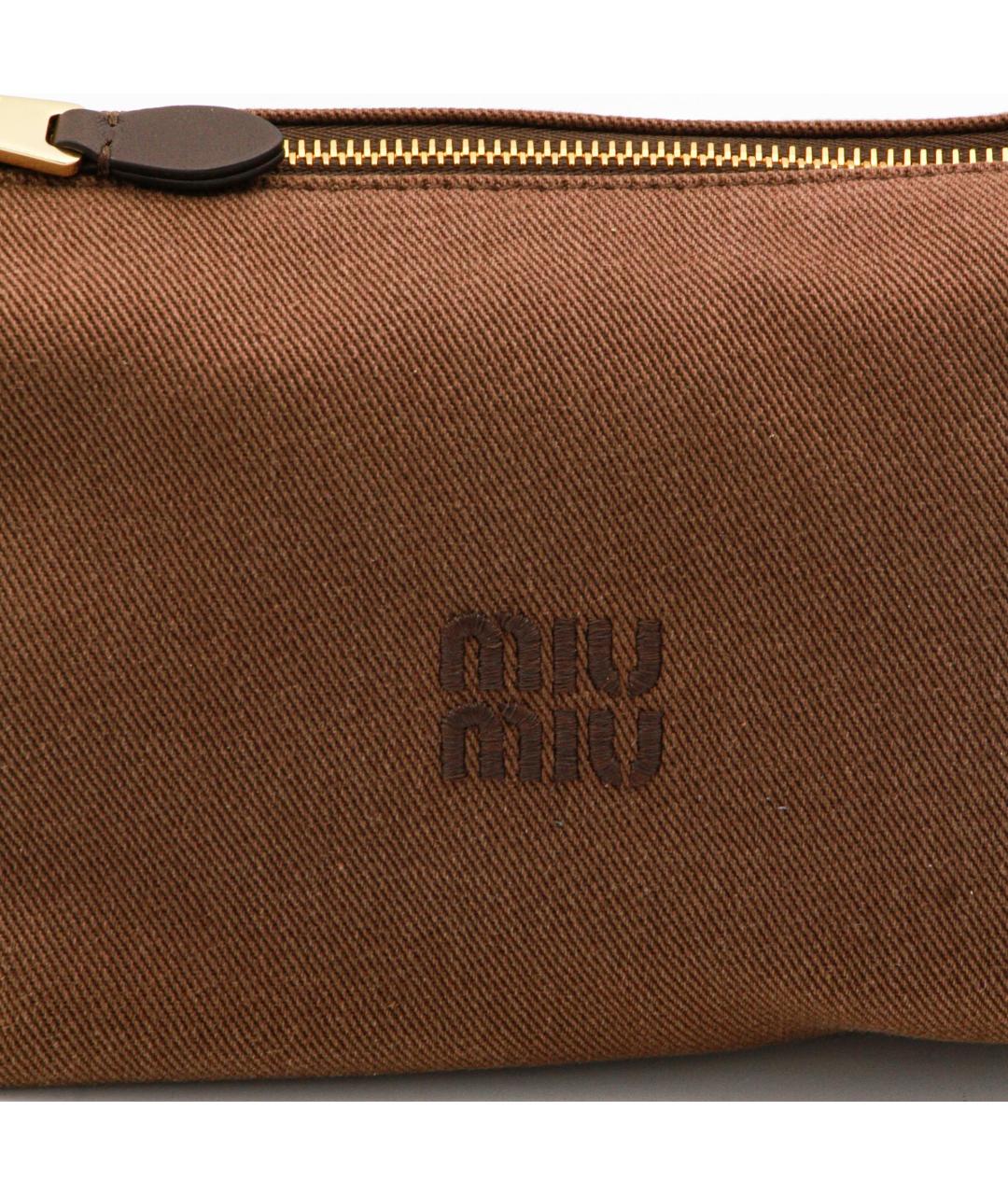 MIU MIU Коричневая тканевая сумка через плечо, фото 4
