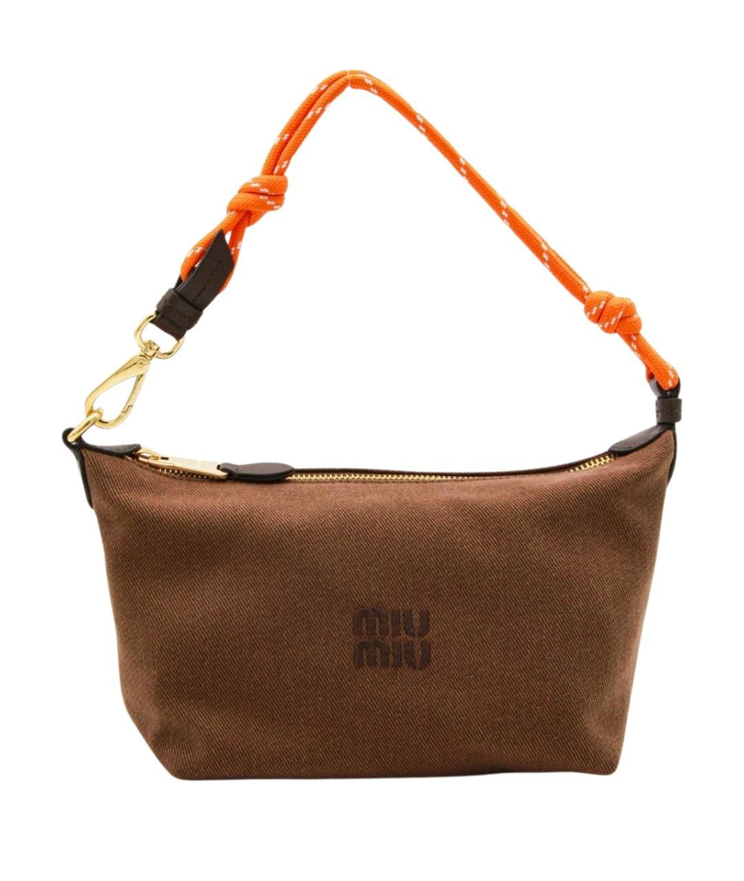 MIU MIU Коричневая тканевая сумка через плечо, фото 1