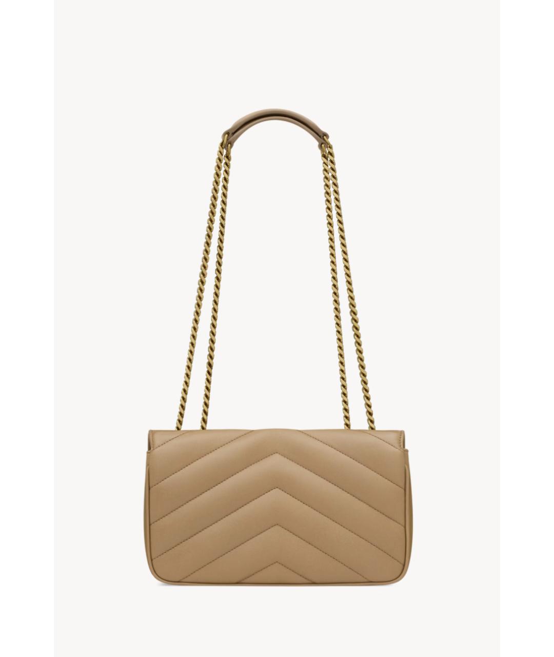 SAINT LAURENT Бежевая кожаная сумка через плечо, фото 2