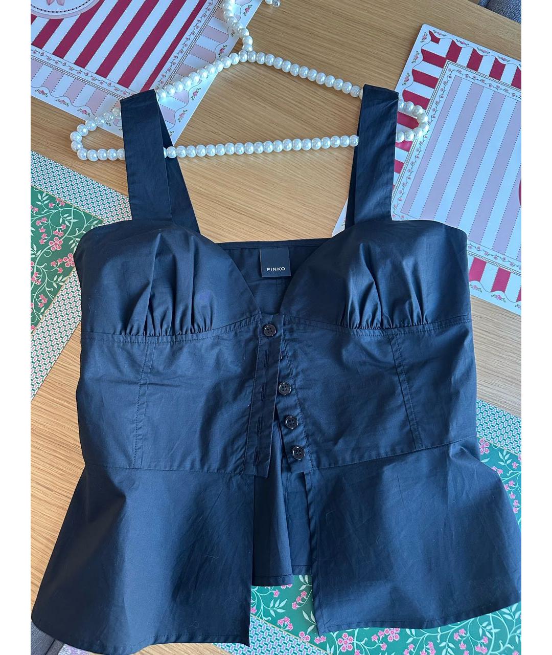 PINKO Черная хлопковая майка, фото 9