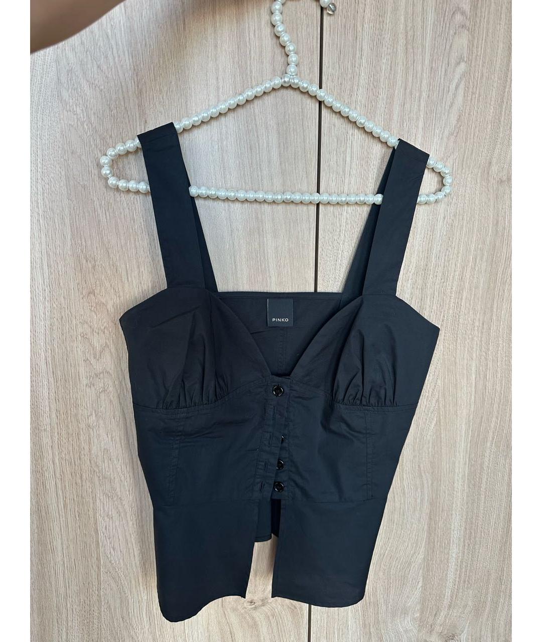 PINKO Черная хлопковая майка, фото 2