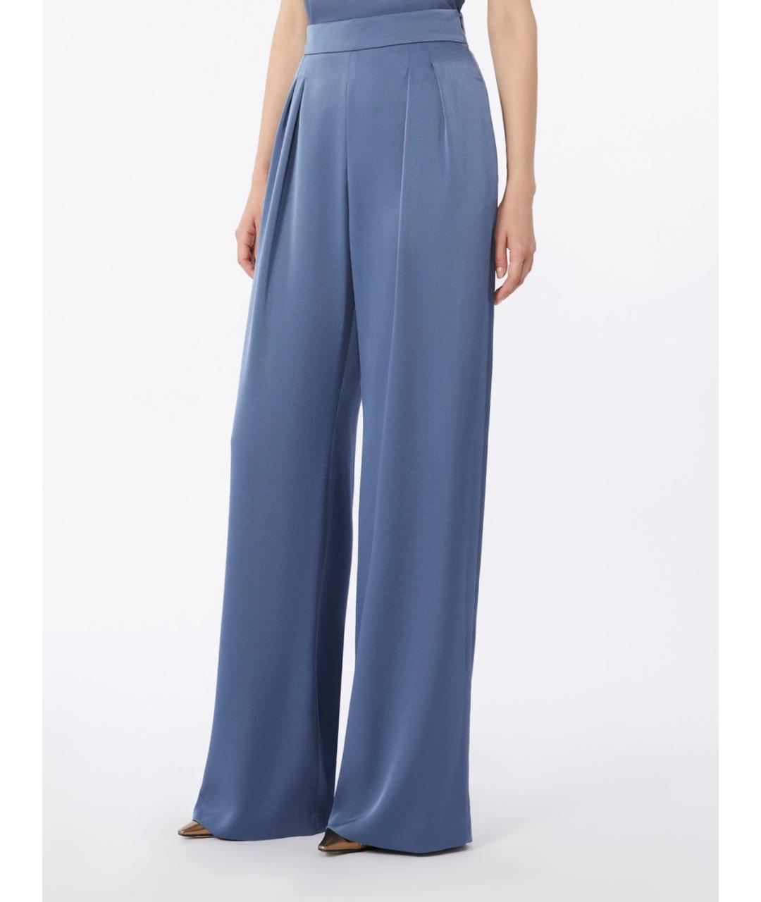 MAX MARA STUDIO Синие ацетатные прямые брюки, фото 3