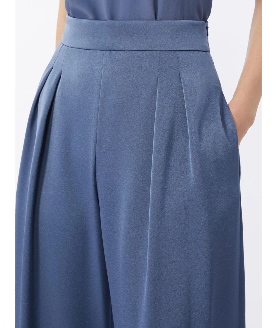 MAX MARA STUDIO Синие ацетатные прямые брюки, фото 5