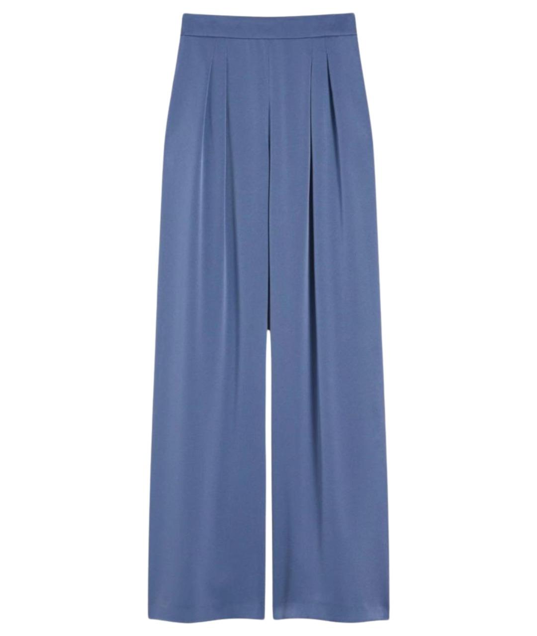 MAX MARA STUDIO Синие ацетатные прямые брюки, фото 1