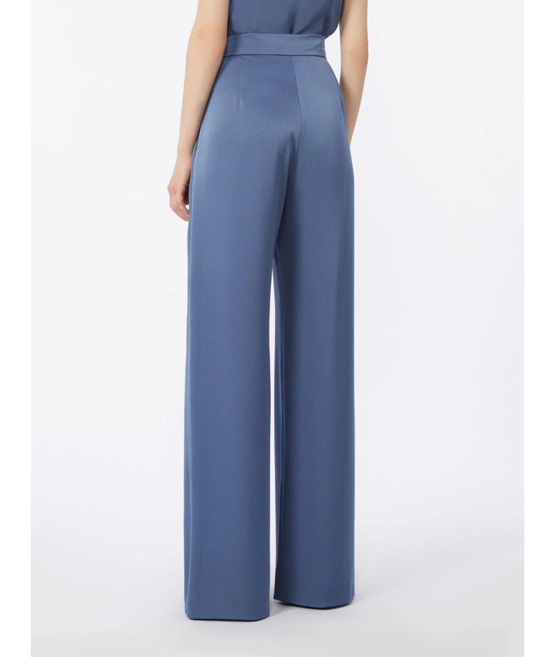 MAX MARA STUDIO Синие ацетатные прямые брюки, фото 4