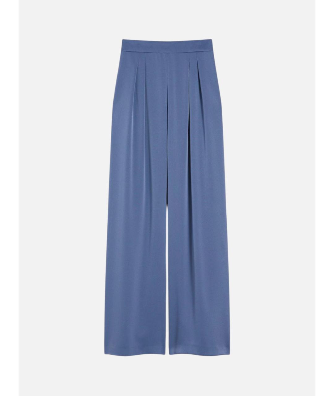 MAX MARA STUDIO Синие ацетатные прямые брюки, фото 6