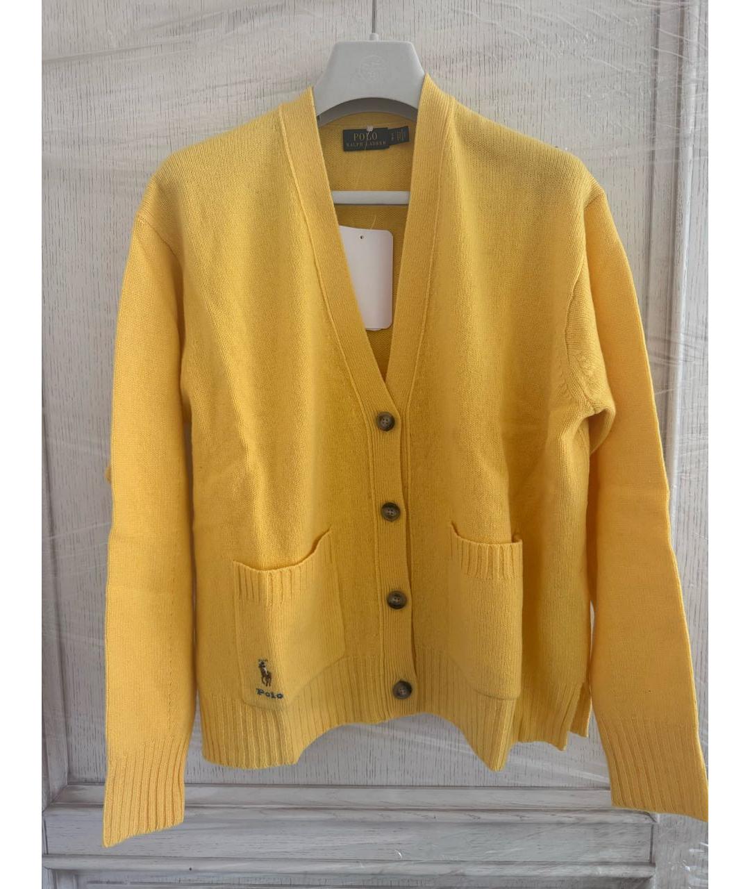 POLO RALPH LAUREN Желтый шерстяной кардиган, фото 6