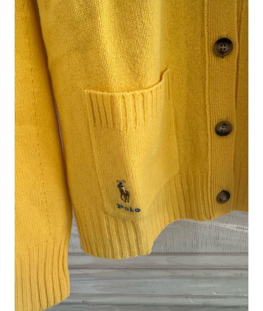 POLO RALPH LAUREN Желтый шерстяной кардиган, фото 3