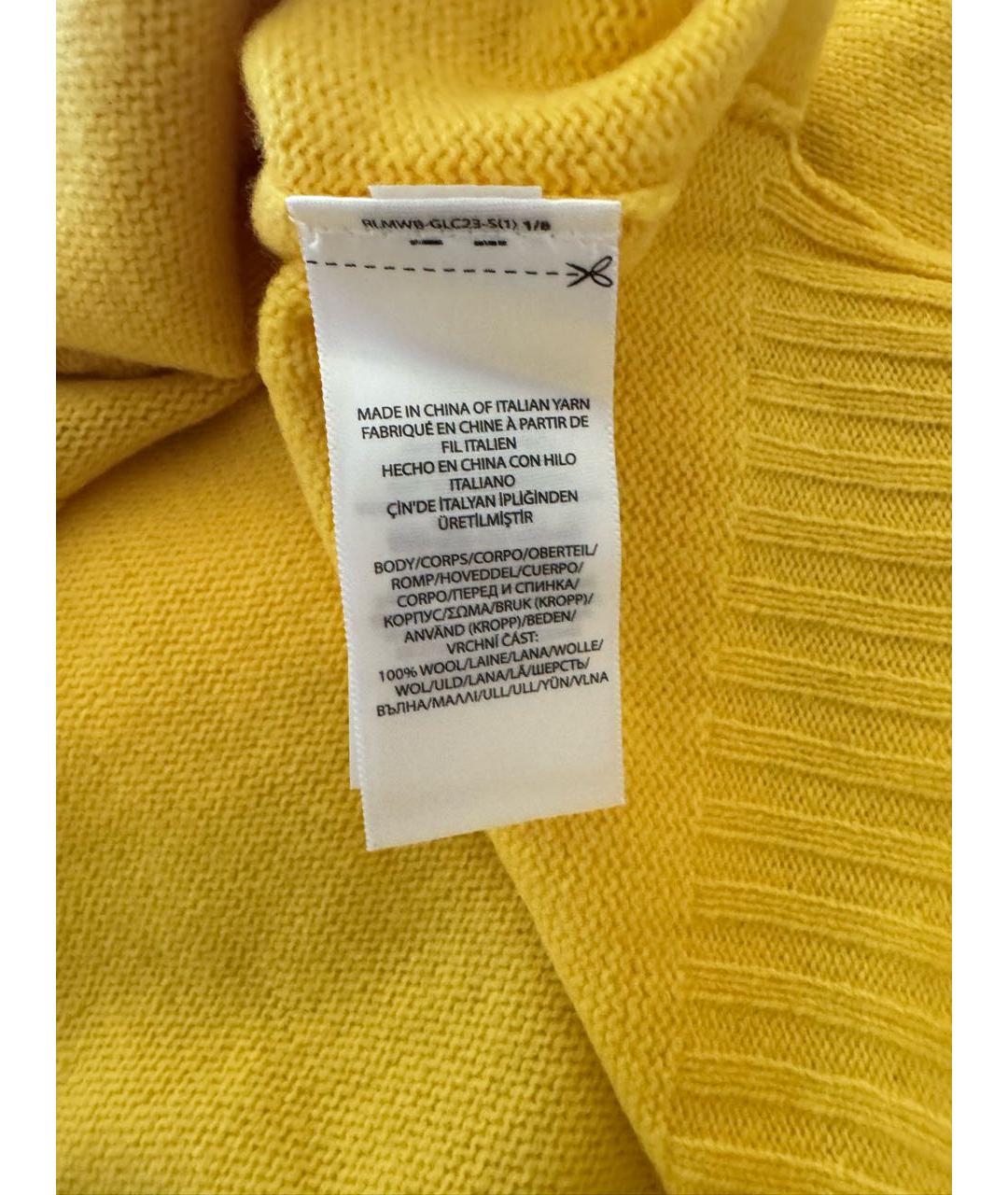 POLO RALPH LAUREN Желтый шерстяной кардиган, фото 5