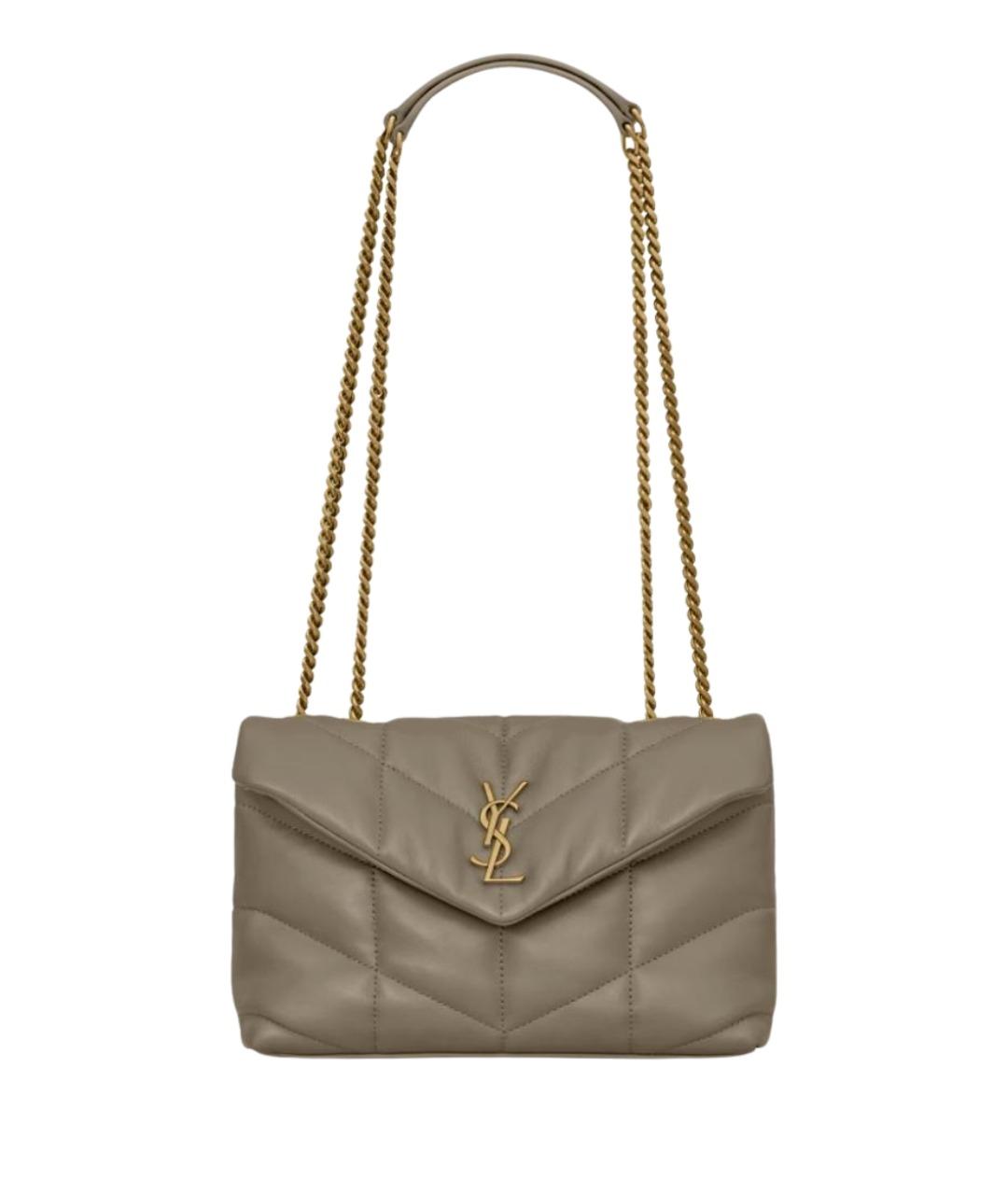 SAINT LAURENT Серая кожаная сумка через плечо, фото 1