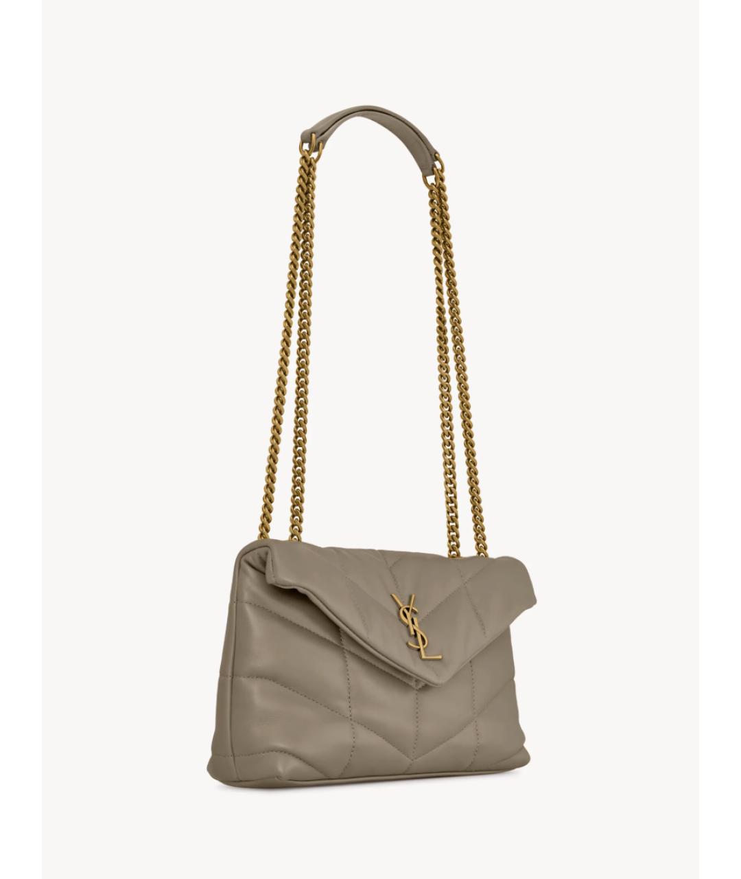 SAINT LAURENT Серая кожаная сумка через плечо, фото 6