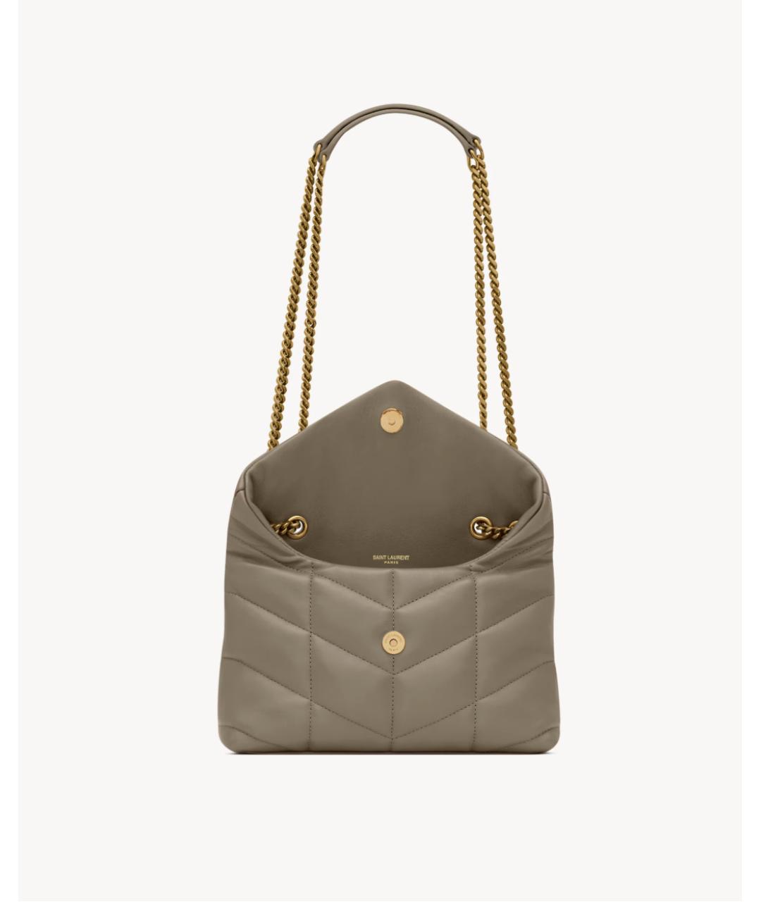 SAINT LAURENT Серая кожаная сумка через плечо, фото 5