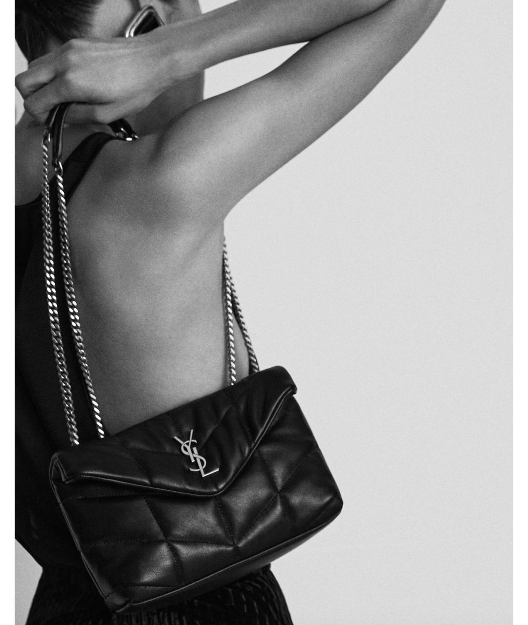 SAINT LAURENT Серая кожаная сумка через плечо, фото 2