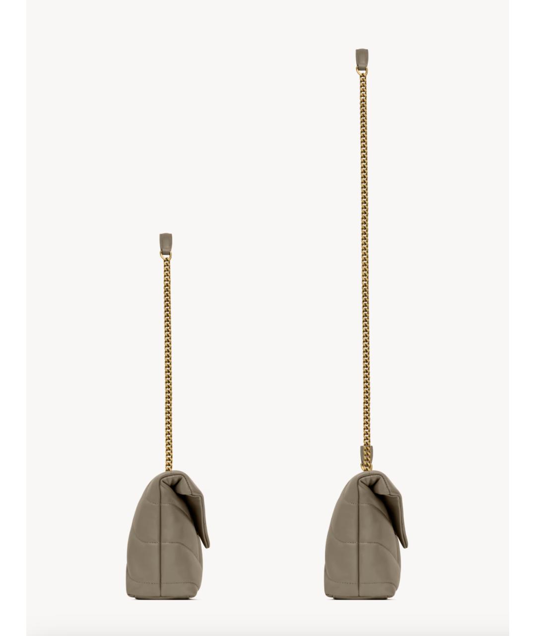 SAINT LAURENT Серая кожаная сумка через плечо, фото 4