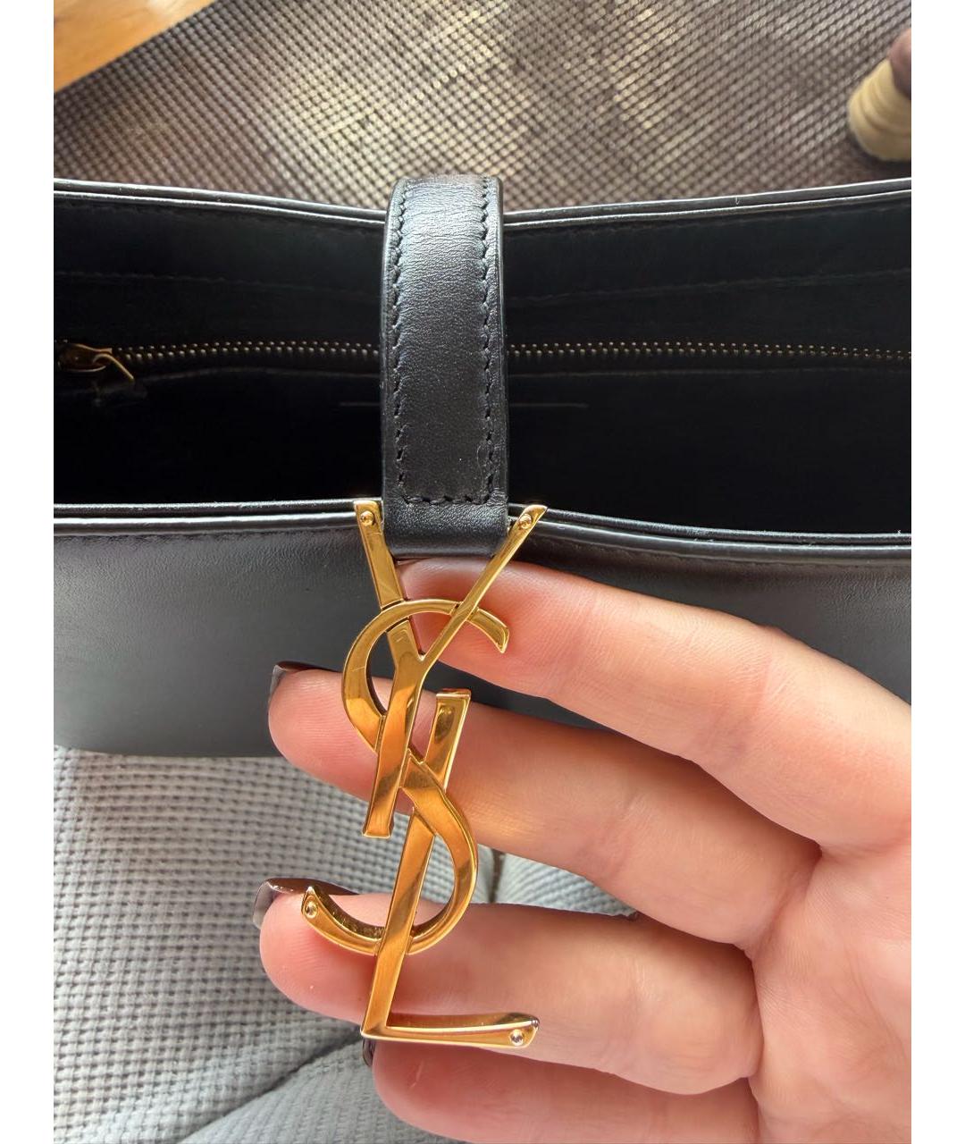 SAINT LAURENT Черная кожаная сумка через плечо, фото 8