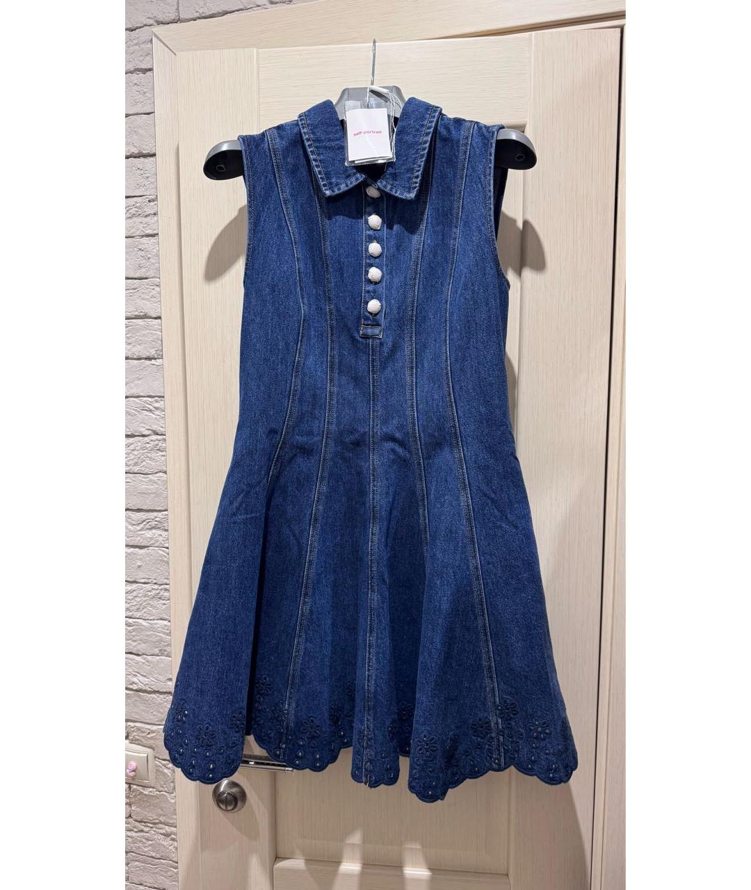 SELF-PORTRAIT Синий деним сарафан, фото 5