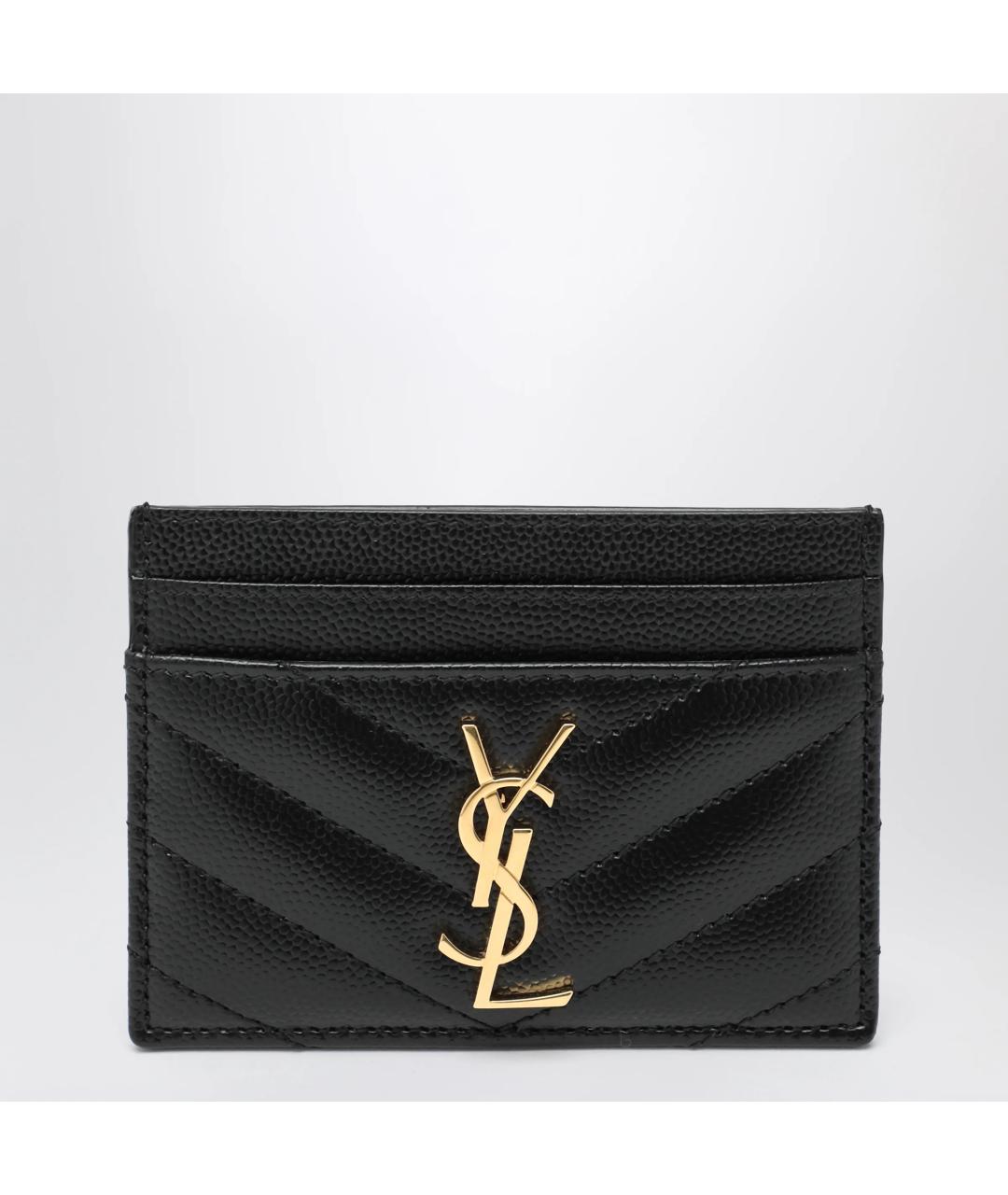 SAINT LAURENT Черный кожаный кардхолдер, фото 3