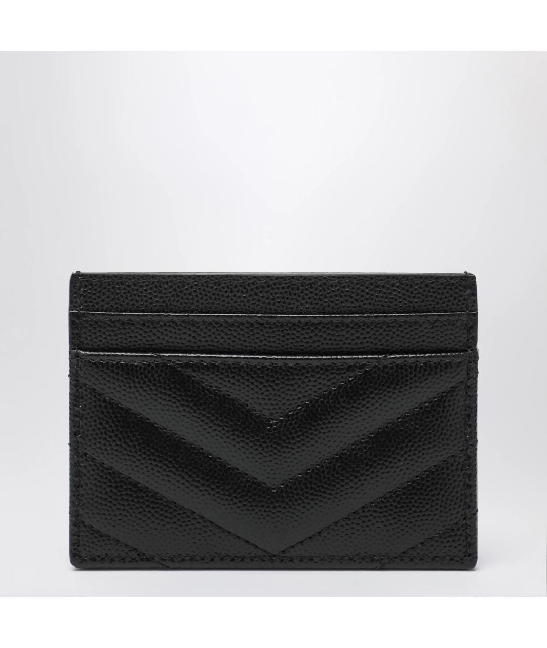 SAINT LAURENT Черный кожаный кардхолдер, фото 2
