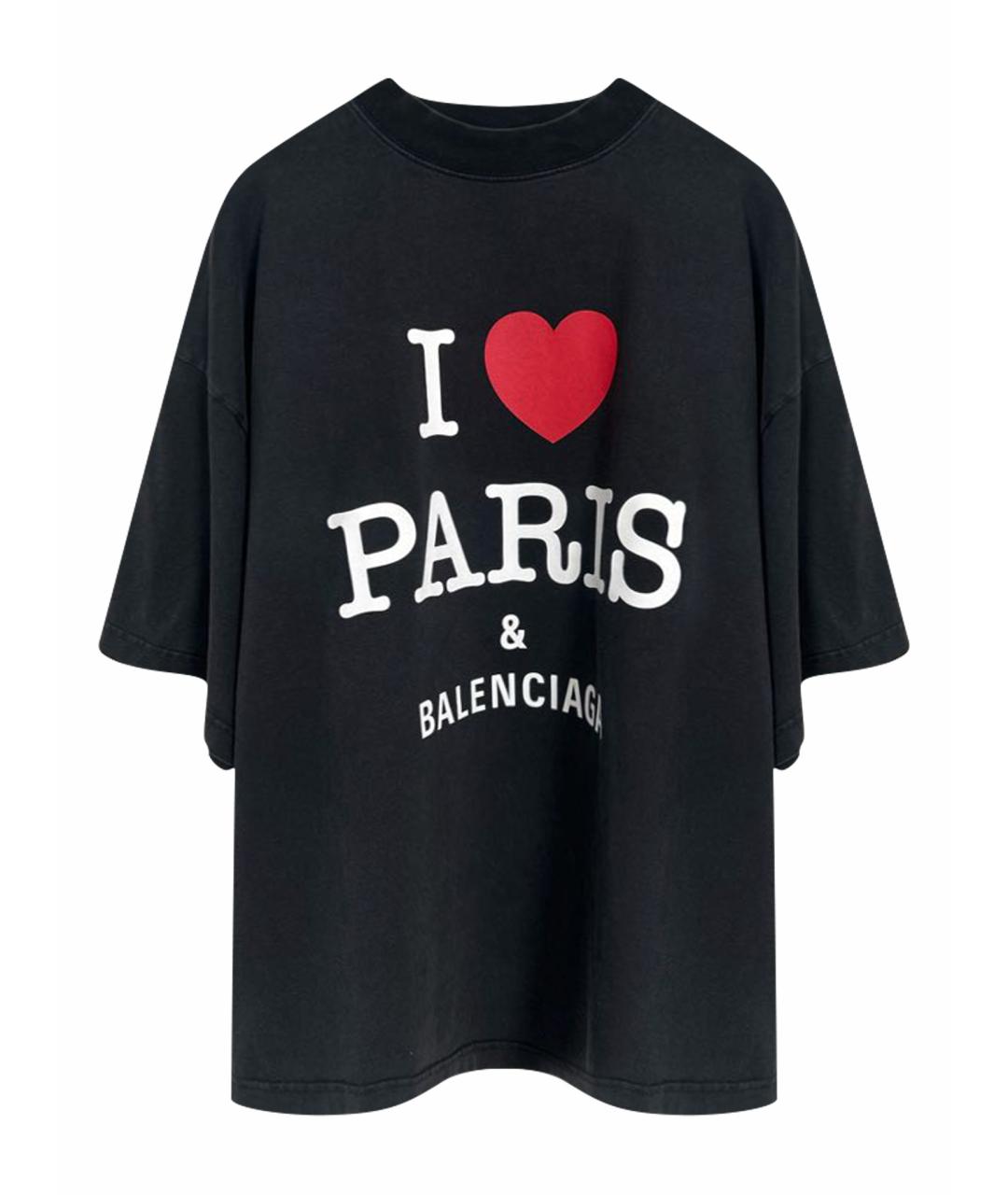 BALENCIAGA Черная хлопковая футболка, фото 1