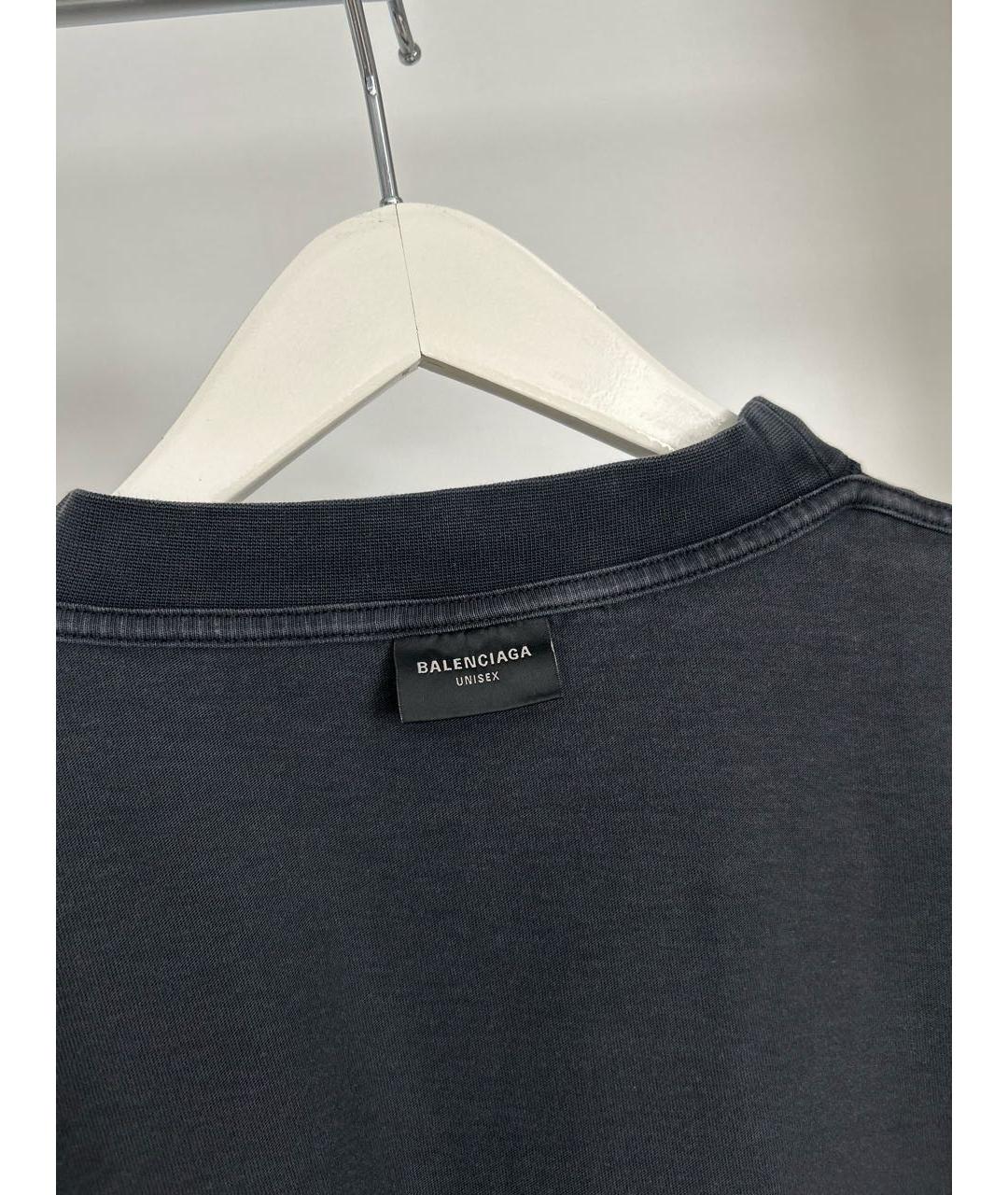 BALENCIAGA Черная хлопковая футболка, фото 3