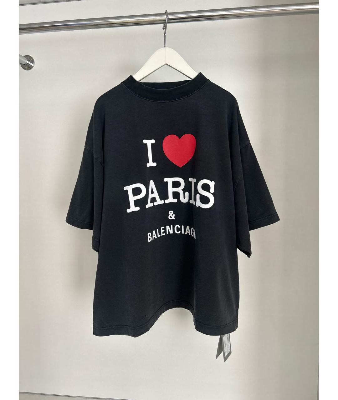 BALENCIAGA Черная хлопковая футболка, фото 9