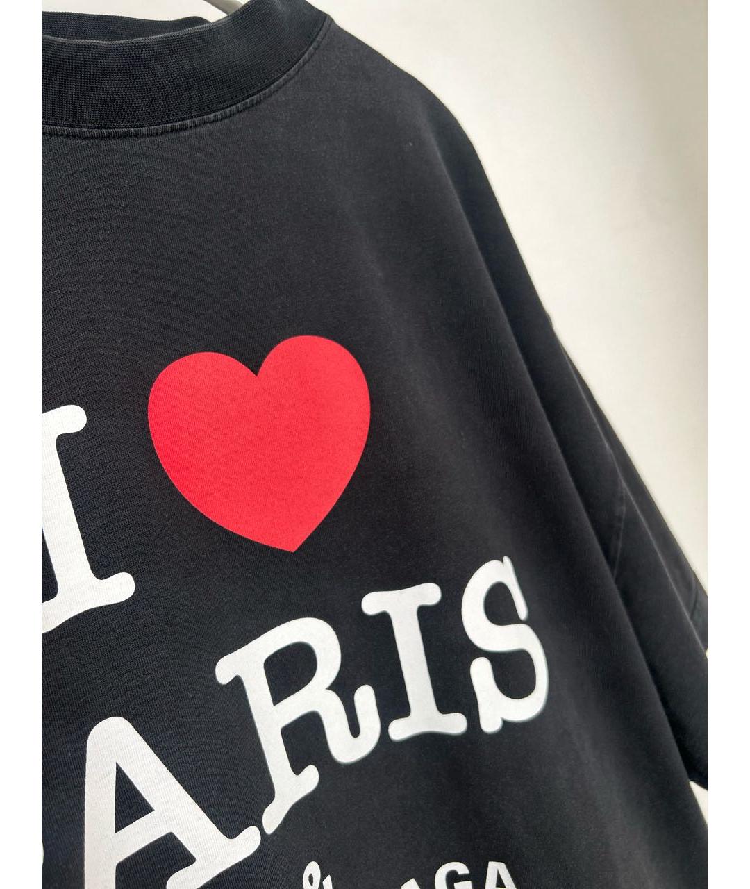 BALENCIAGA Черная хлопковая футболка, фото 4