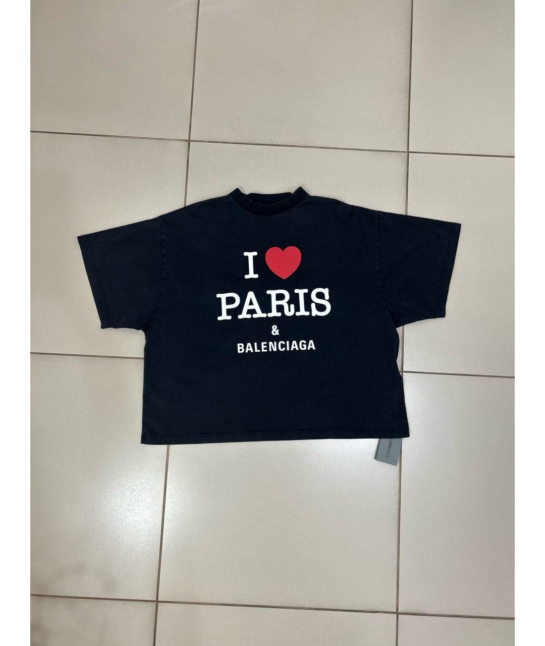 BALENCIAGA Черная хлопковая футболка, фото 8