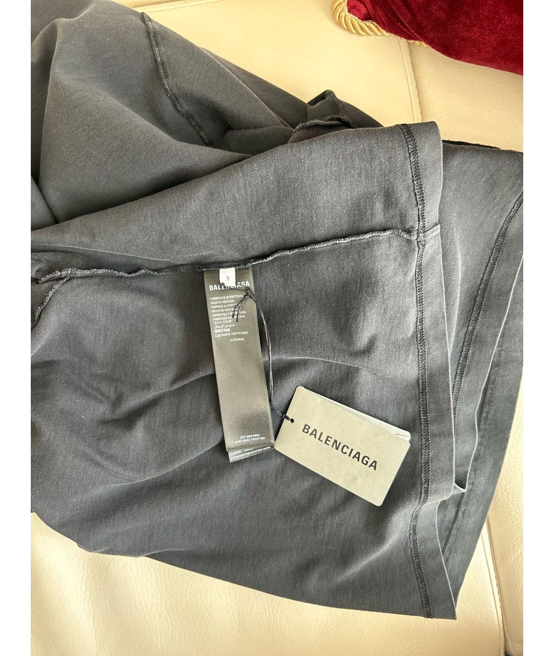 BALENCIAGA Черная хлопковая футболка, фото 5