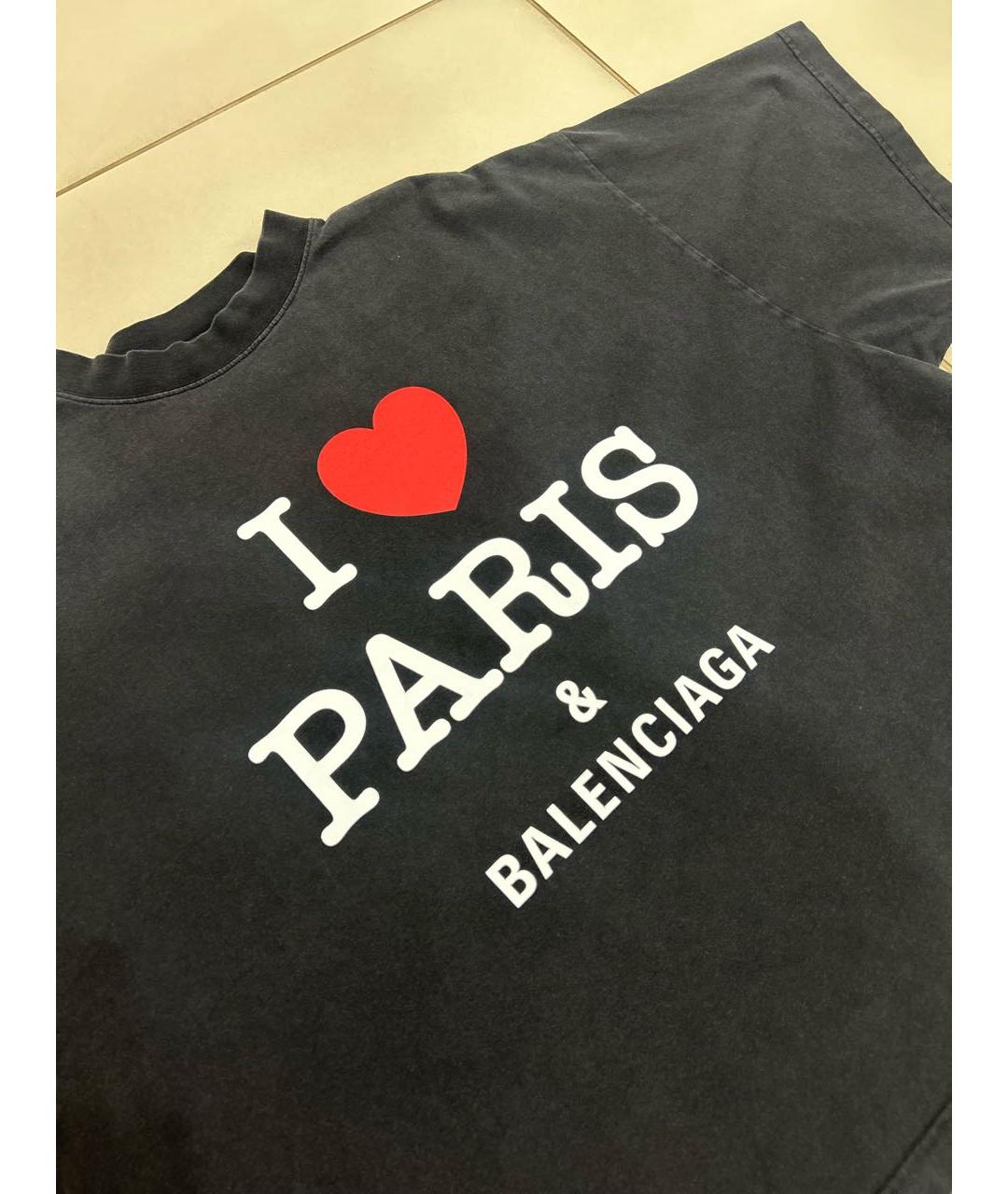 BALENCIAGA Черная хлопковая футболка, фото 6