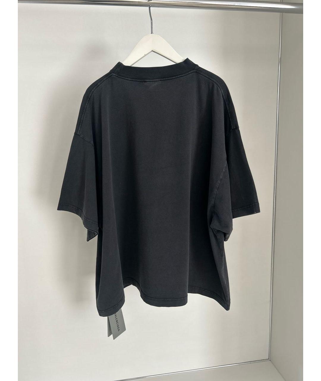 BALENCIAGA Черная хлопковая футболка, фото 2