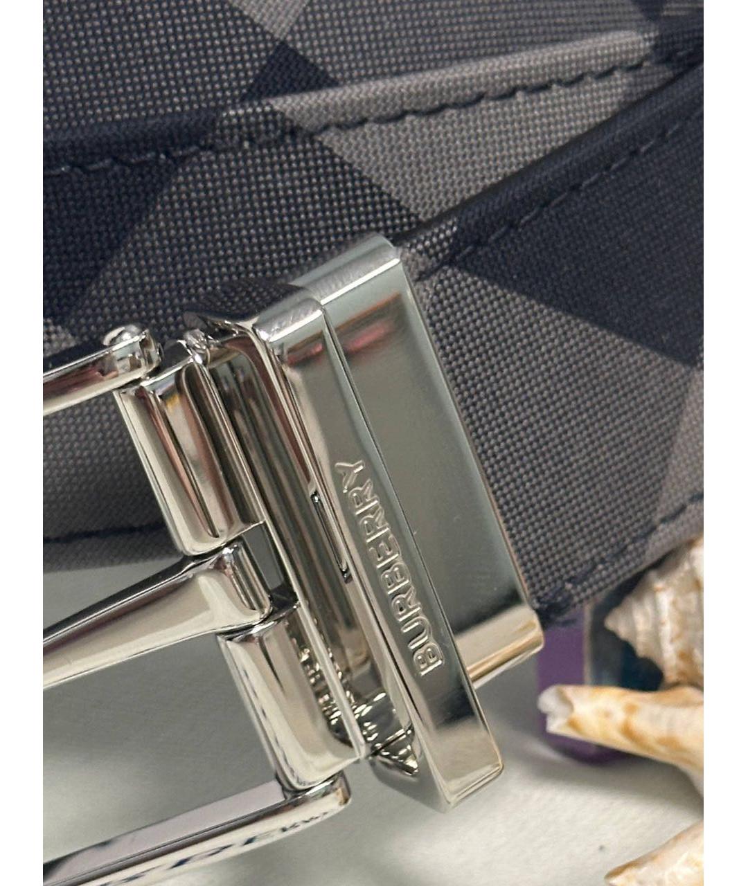 BURBERRY Темно-синий кожаный ремень, фото 5