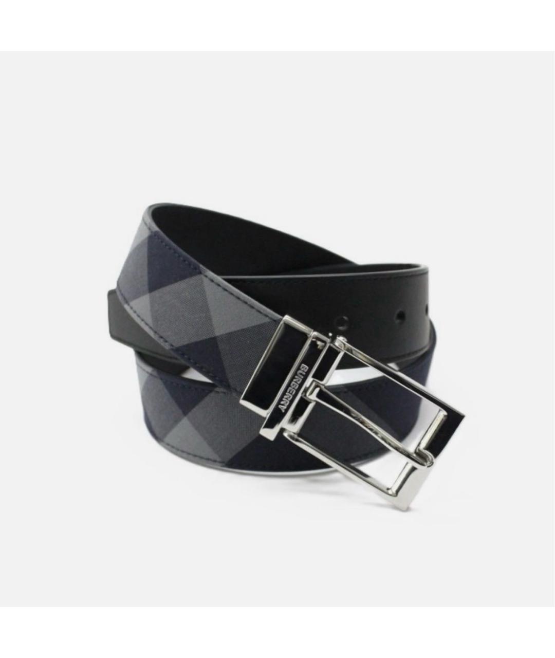 BURBERRY Темно-синий кожаный ремень, фото 8