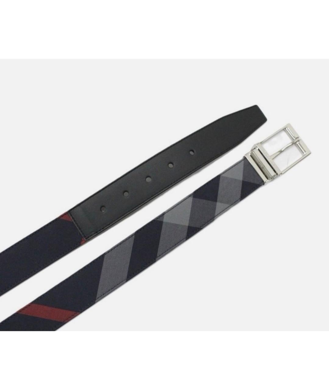 BURBERRY Темно-синий кожаный ремень, фото 3