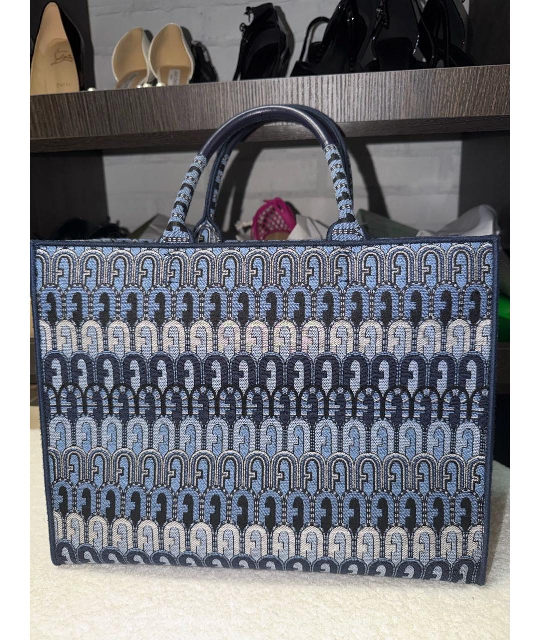 FURLA Синяя тканевая сумка тоут, фото 5