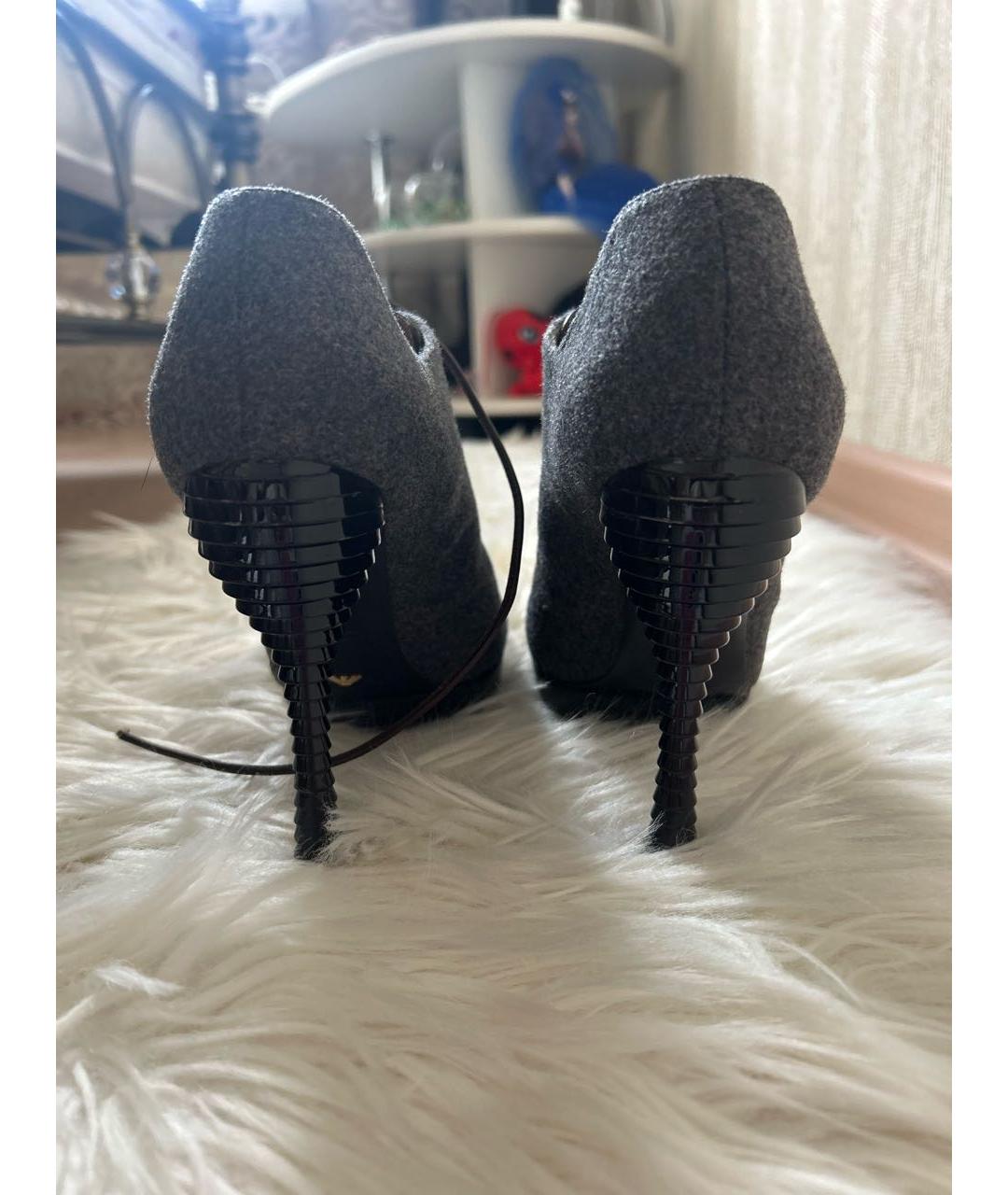 EMPORIO ARMANI Серые текстильные ботильоны, фото 4