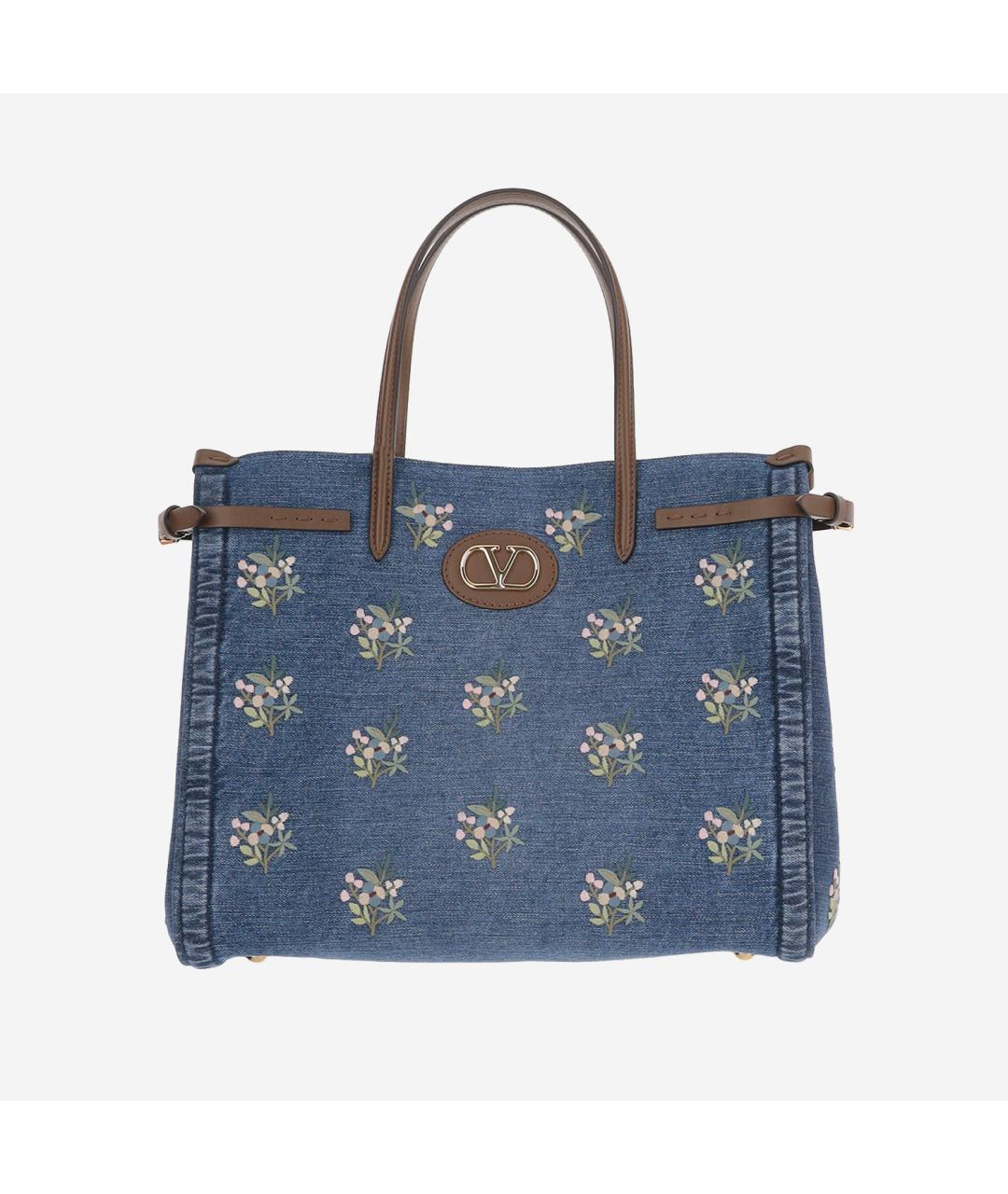 VALENTINO Синяя деним сумка тоут, фото 1